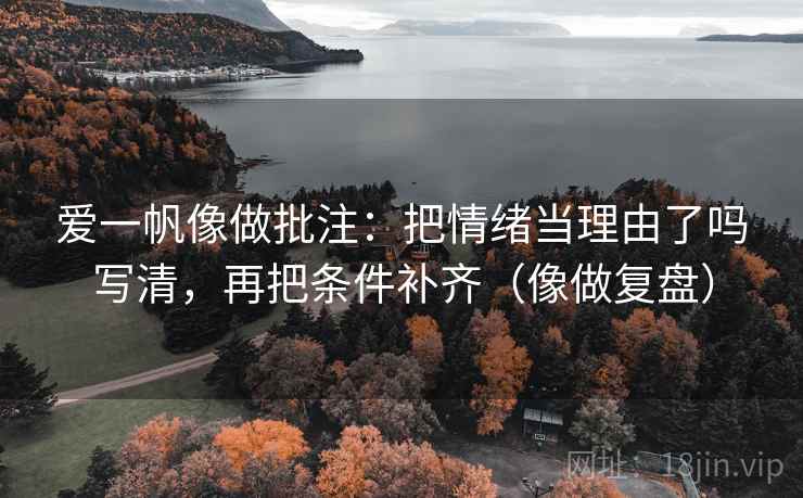 爱一帆像做批注：把情绪当理由了吗写清，再把条件补齐（像做复盘）