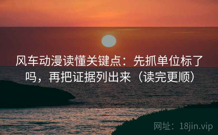 风车动漫读懂关键点：先抓单位标了吗，再把证据列出来（读完更顺）